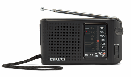 AIWA RS-10-taskuradio AM/FM- ja FM DX -vastaanotolla sekä kuulokkeilla