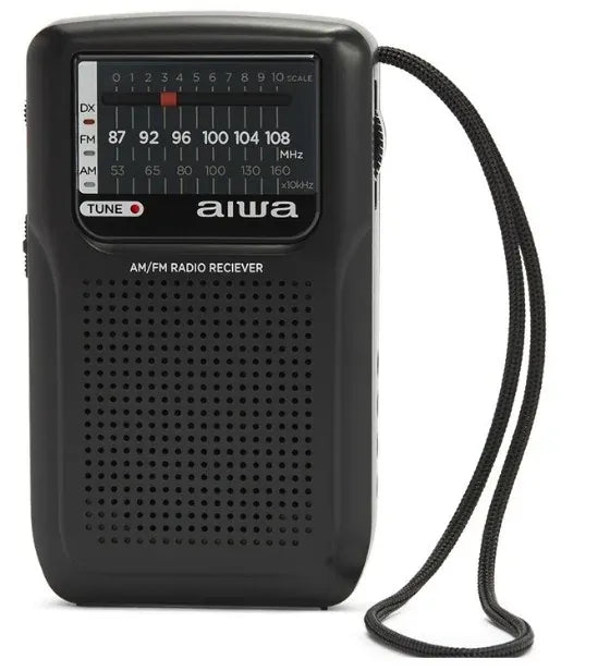 AIWA RS-20-taskuradio AM/FM- ja FM DX -vastaanotolla sekä kuulokkeilla