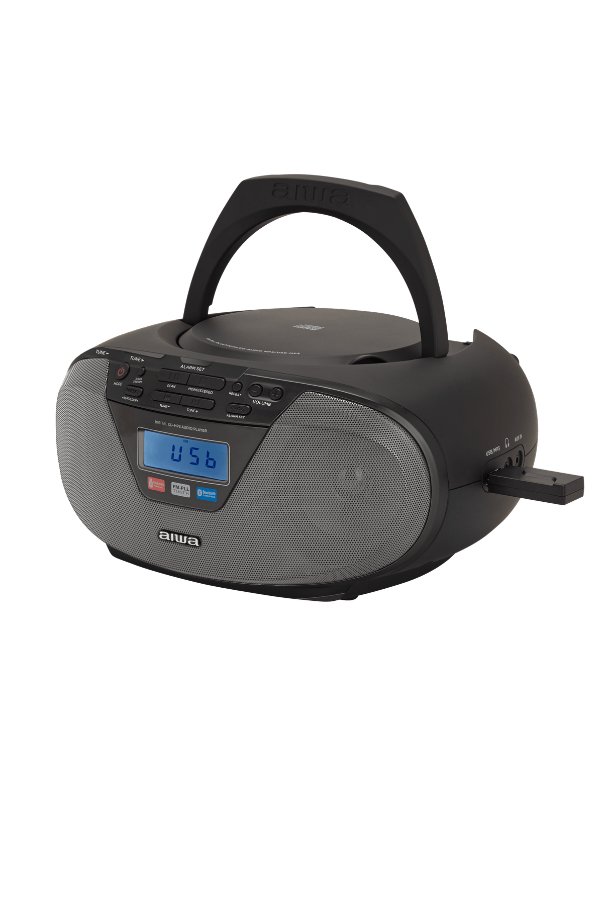 AIWA CDT-200 Boombox – CD, Bluetooth, USB & FM-radio, sort