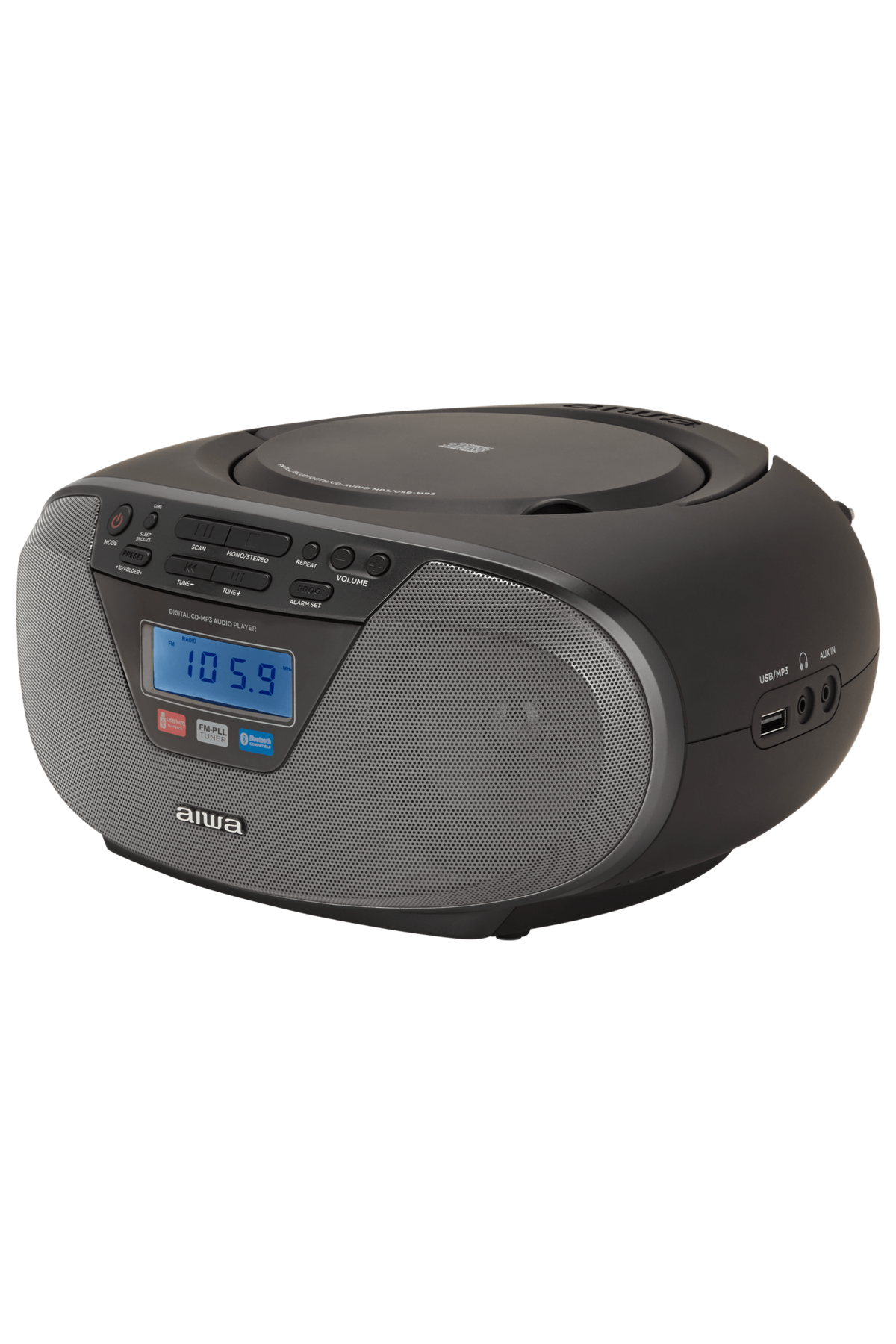 AIWA CDT-200 Boombox – CD, Bluetooth, USB & FM-radio, sort