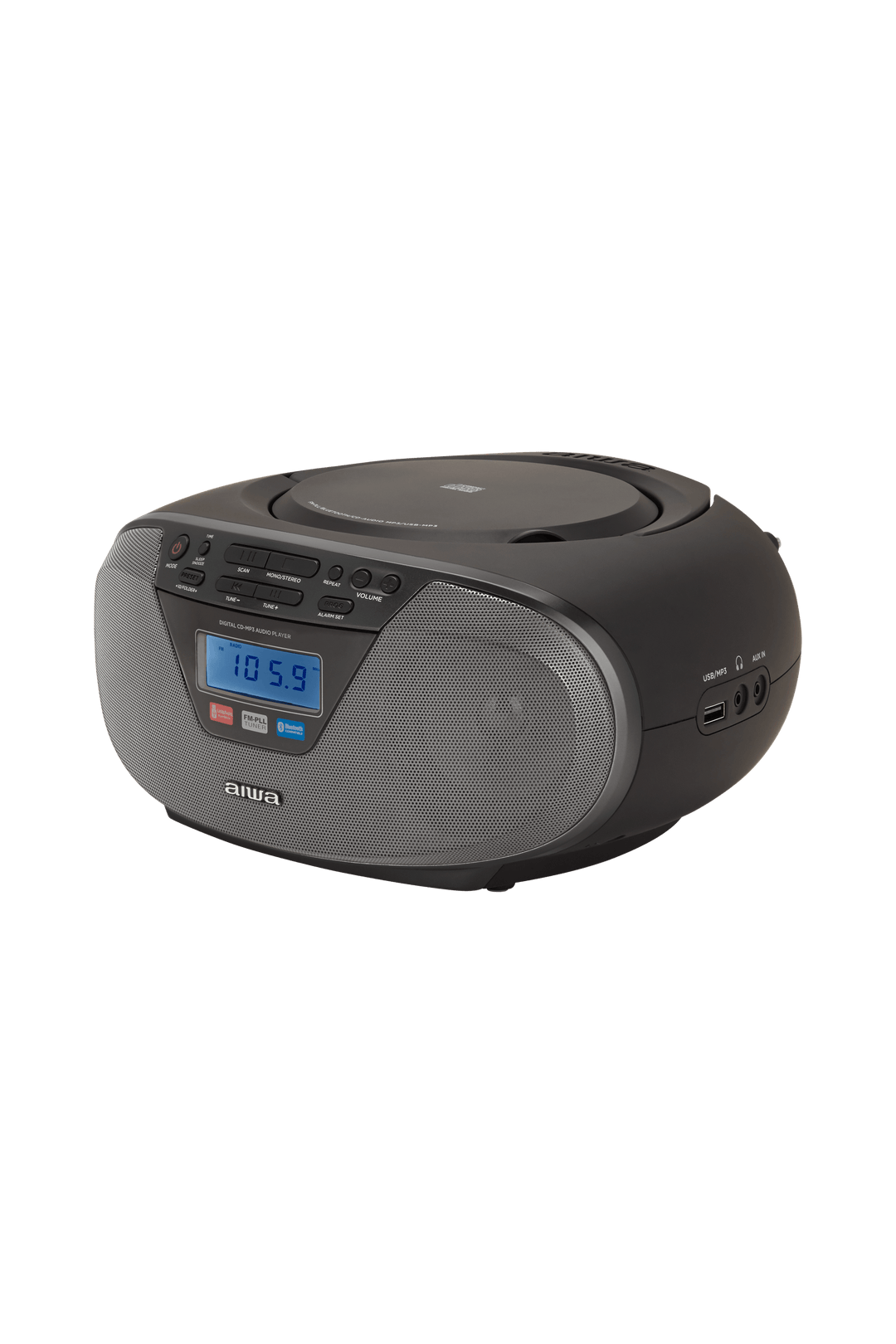 AIWA CDT-200 Boombox – CD, Bluetooth, USB & FM-radio, sort