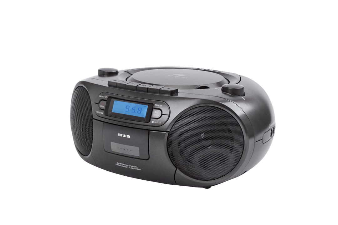 AIWA RC-250 Boombox – CD, kasetti, Bluetooth ja FM, musta