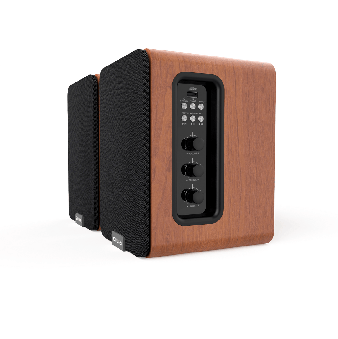 AIWA SPA-200 Aktive Bluetooth Højttalere, brun
