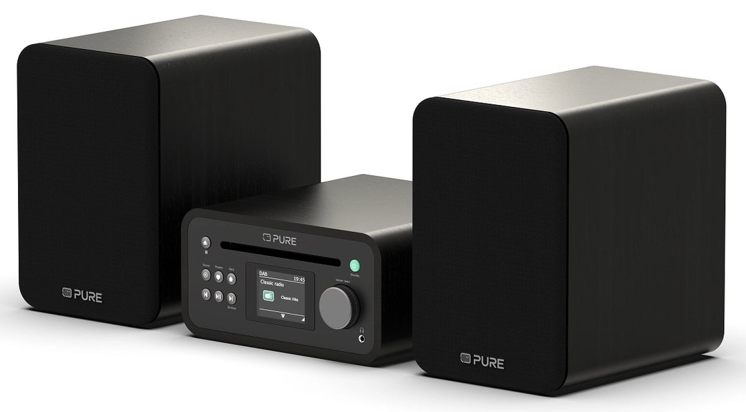 Pure Classic Stereo Mini Hi-Fi System – DAB+, CD, Bluetooth, 40W, Musta