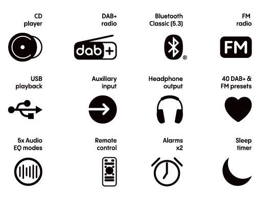 Pure Classic Stereo Mini Hi-Fi System – DAB+, CD, Bluetooth, 40W, Valnød