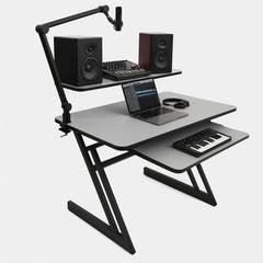 Opiskelu pöytä hyllyillä ja ulosvedettävällä alustalla keyboard (120 cm)