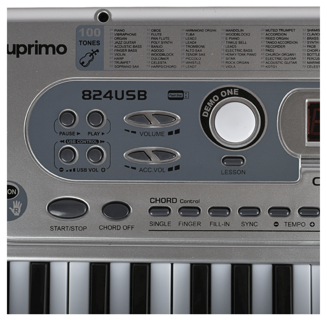SUPRIMO 824 USB Kosketinsoittimet med mikrofon, MP3-afspiller og nodestativ
