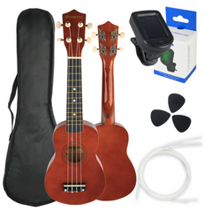Ukuleletsetti mukana Etui, Tuner ja Lisätarvikkeet,Dark Wood