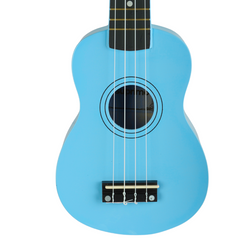 Ukulele-setti kotelolla, virittimellä ja tarvikkeilla, Sininen