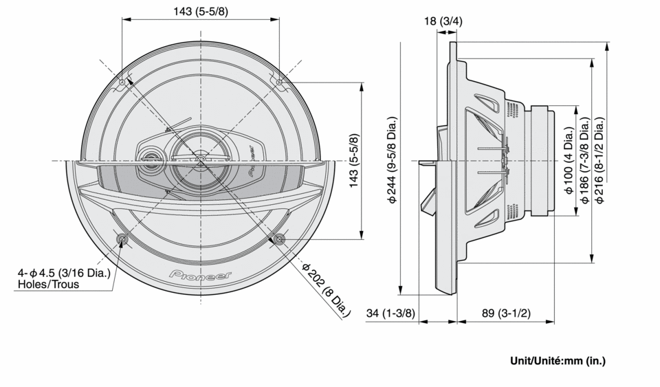 Pioneer TS-A2013i 3-tie Kaiutin (500W, 20 cm)