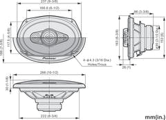 Pioneer TS-A6991F Autokaiutin 5-tie koaksiaalijärjestelmä (700W, 6"x9")
