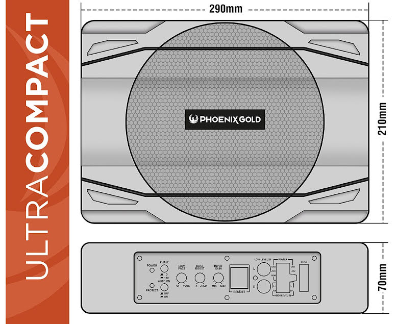 Phoenix Gold Z880 Aktiivinen subwoofer (8")