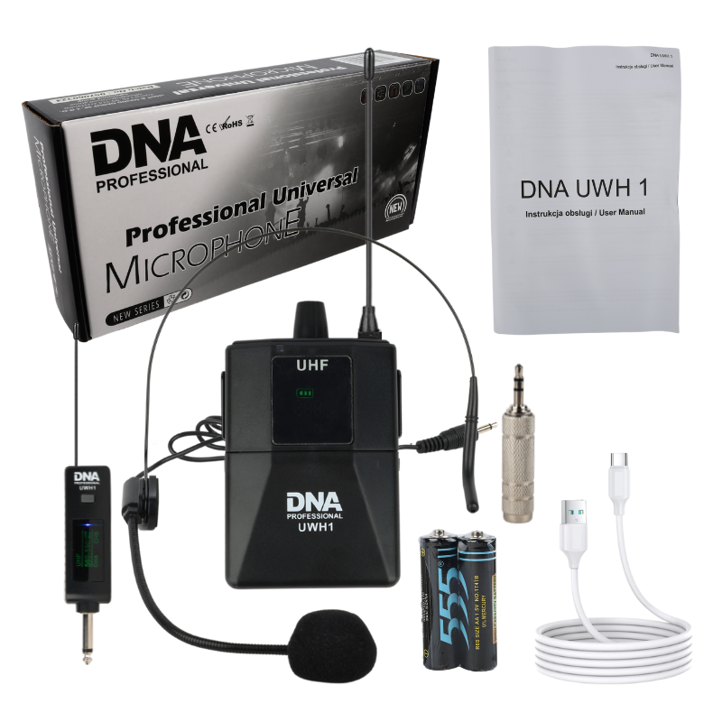 DNA UWH 1 Trådløst Headset Mikrotonit System med Bodypack