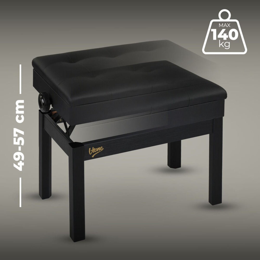 V-TONE PB2 BK Pianopenkki – Säädettävä 49–57 cm