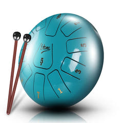 Tongue Drum 8" Cyan inkl. laukku (11 Sävelet C Skaala)