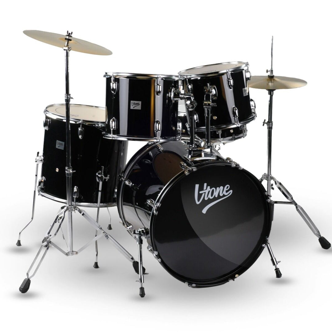 V-TONE VD KIT PRO Akustinen rumpusetti – Musta inkl. Rummunkapulat & Rumpujakkara