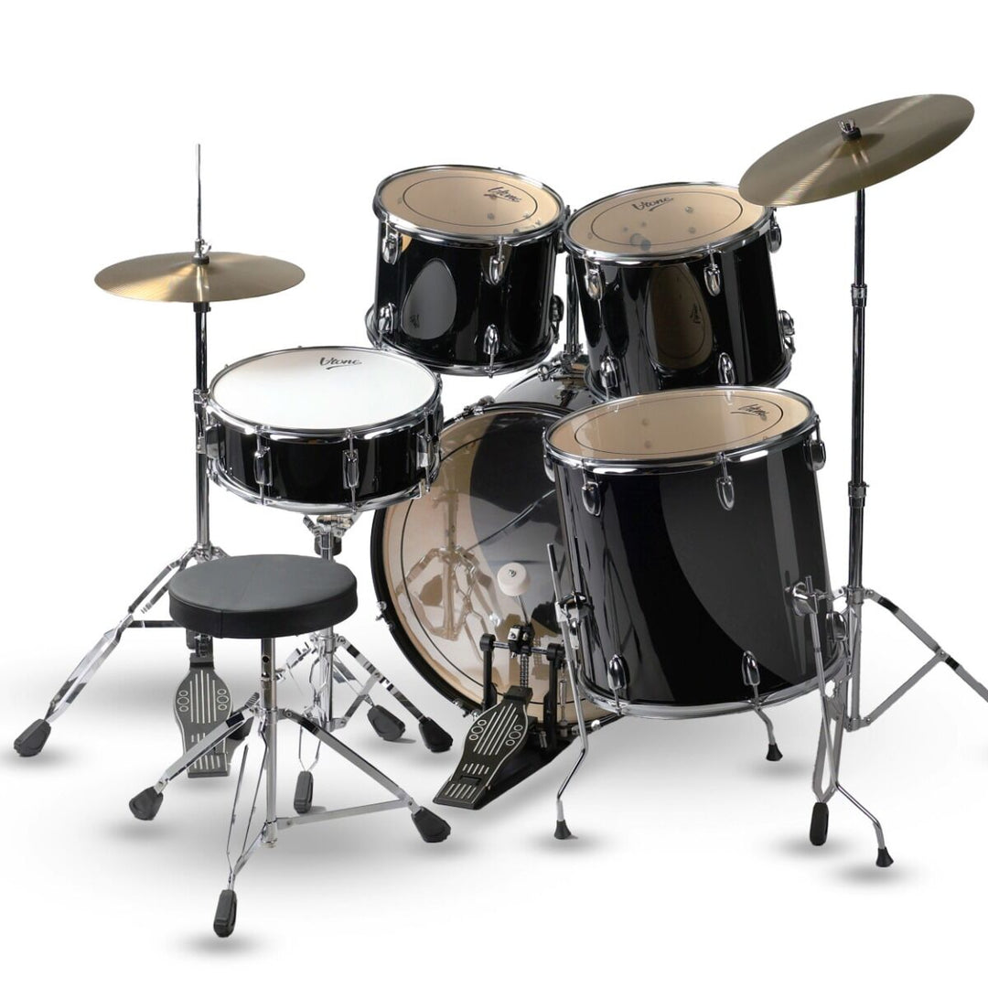 V-TONE VD KIT PRO Akustinen rumpusetti – Musta inkl. Rummunkapulat & Rumpujakkara
