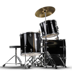 V-TONE VD KIT PRO Akustinen rumpusetti – Musta inkl. Rummunkapulat & Rumpujakkara