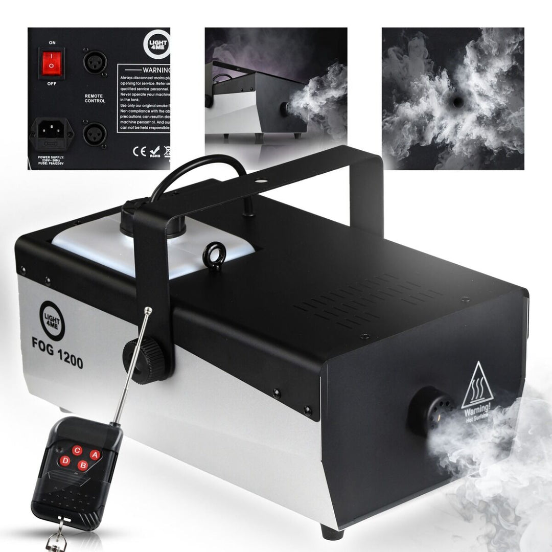 Light4Me Fog 1200 V2 savukone 1200W med Trådløs Fjernbetjening & DMX